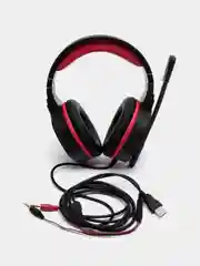 Красный накладные наушники игровые Hoco W104, полноразмерные, с микрофоном Drift + LED