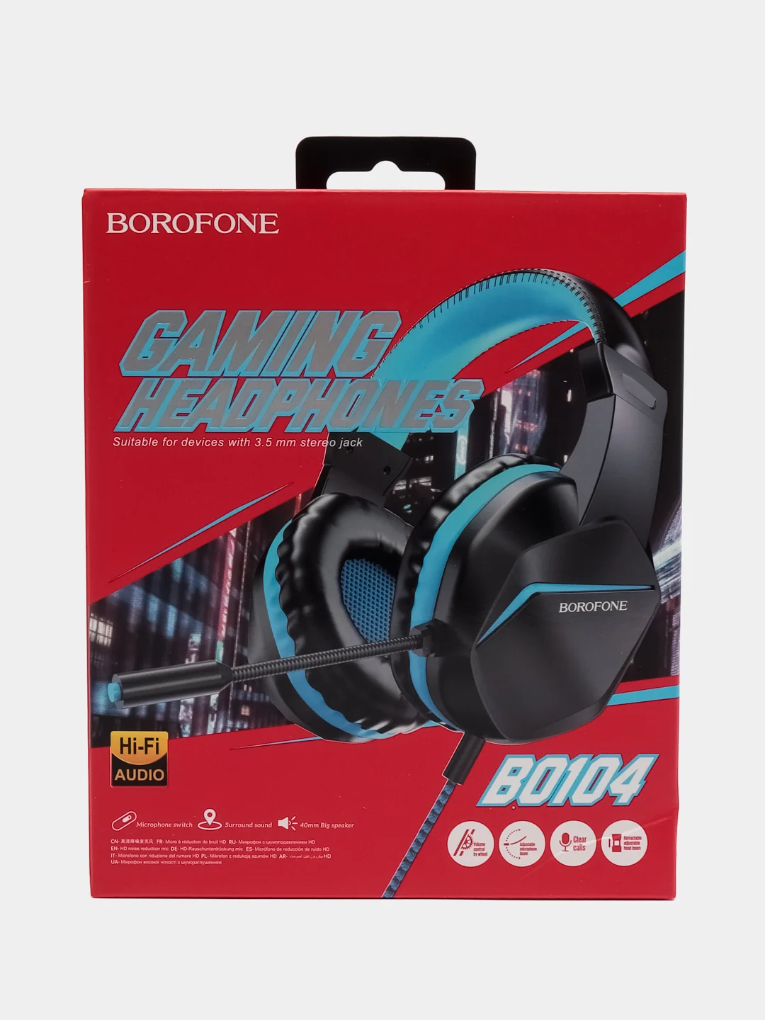 Синий игровые проводные наушники Borofone BO104, полноразмерные, с микрофоном