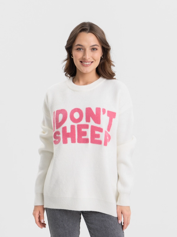 Свитшот женский  Dont Sheep, в белом цвете, оверсайз