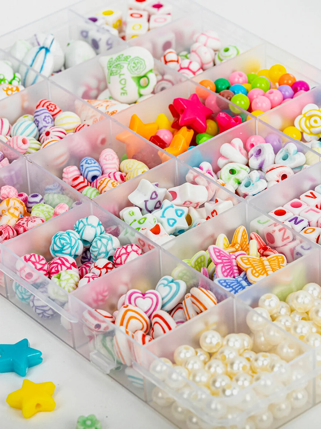 Набор Beads Set для творчества и рукоделия, 450 бусин, 24 вида, нить, Brauberg Kids