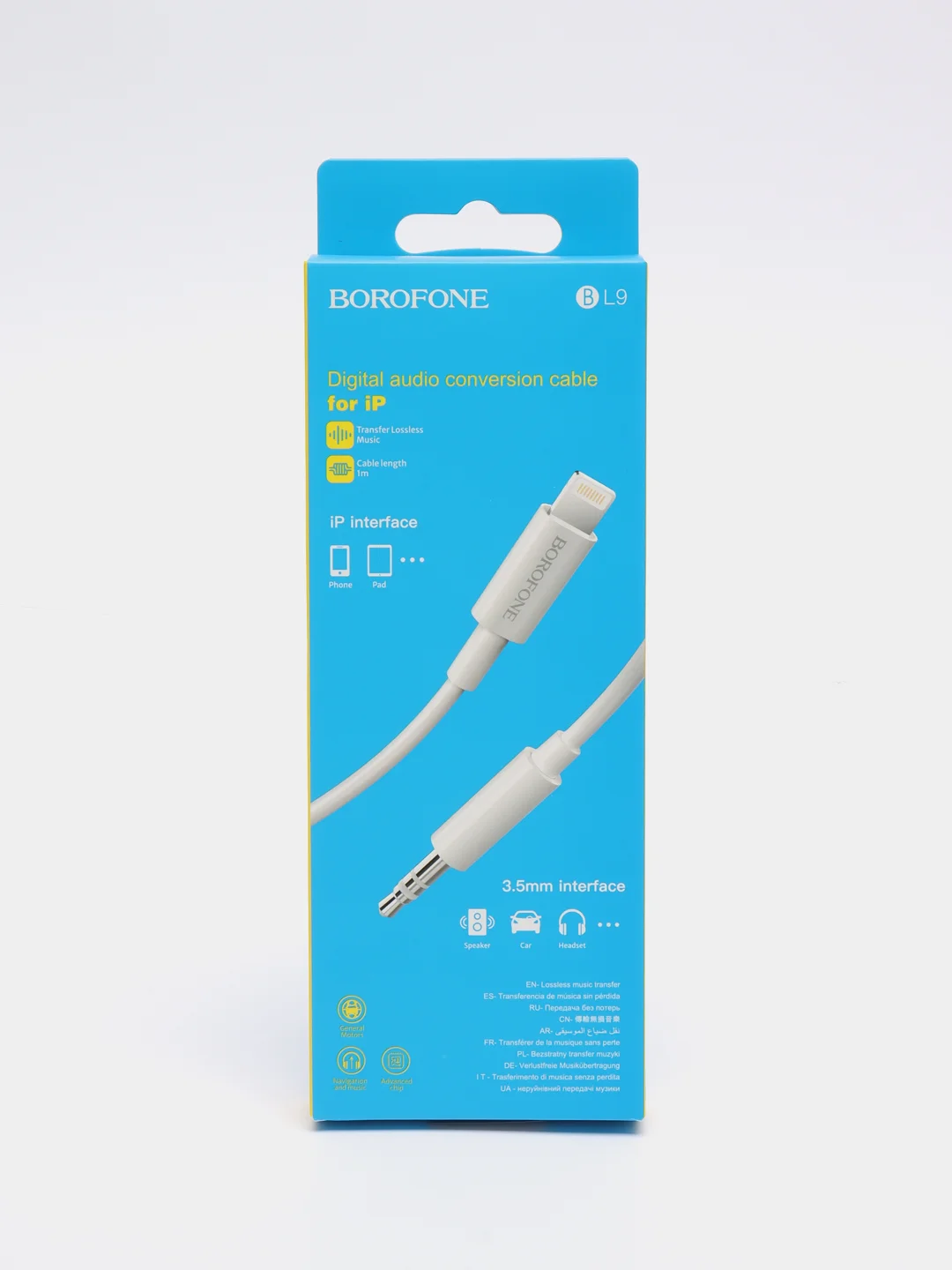 Белый аудио кабель BOROFONE BL9 AUX - 8pin для Lightning на 3.5 мм, 1 м