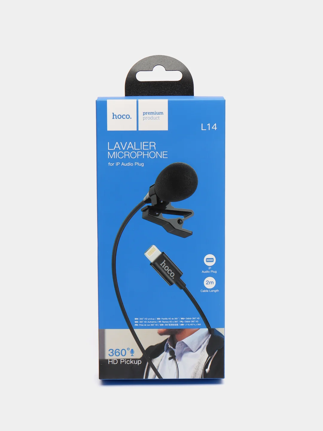 Микрофон петличный Hoco L14, проводной, для Lightning, 2 м