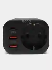 Черный розетка сетевая HOCO NS3 с 2 USB, разъём Type-C с быстрой зарядкой