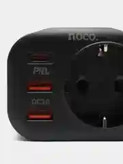 Черный розетка сетевая HOCO NS3 с 2 USB, разъём Type-C с быстрой зарядкой