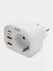 Белый розетка сетевая HOCO NS3 с 2 USB, разъём Type-C с быстрой зарядкой