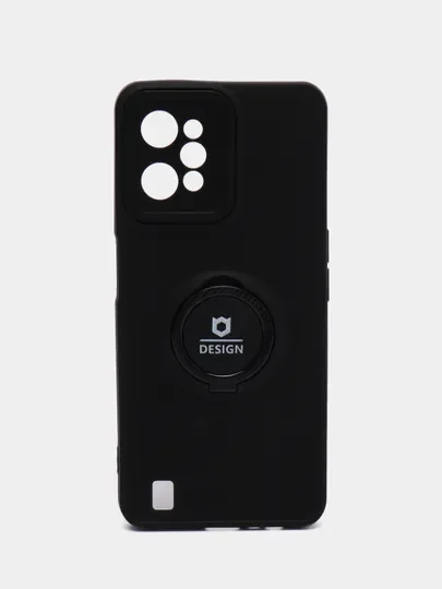 Черный чехол Realme C31 (Реалми С31) силиконовый, магнитный, с кольцом