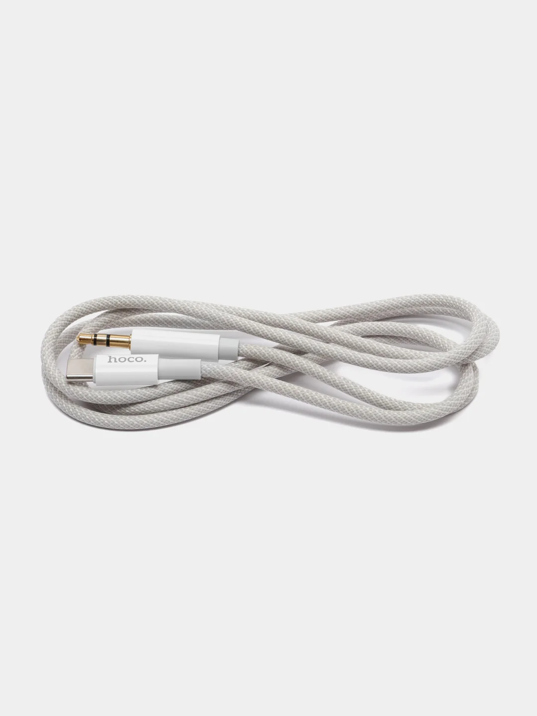 Серебряный аудиокабель aux на Type-c, Кабель-переходник Hoco UPA19, AUX 3.5mm - Type-C, 1 м