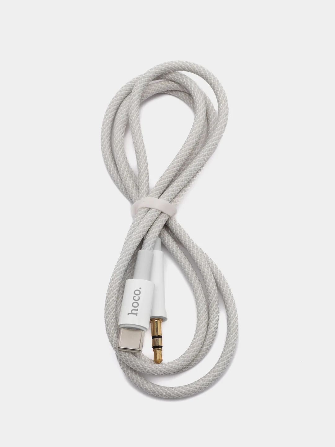 Серебряный аудиокабель aux на Type-c, Кабель-переходник Hoco UPA19, AUX 3.5mm - Type-C, 1 м