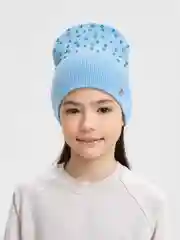 Голубой шапка для девочки