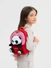 Красный рюкзак для девочек, с пандой