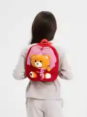 Красный рюкзак для девочек, с мишкой