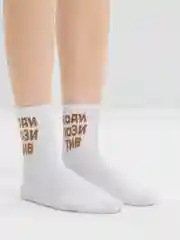 Носки женские, белые, с принтом
