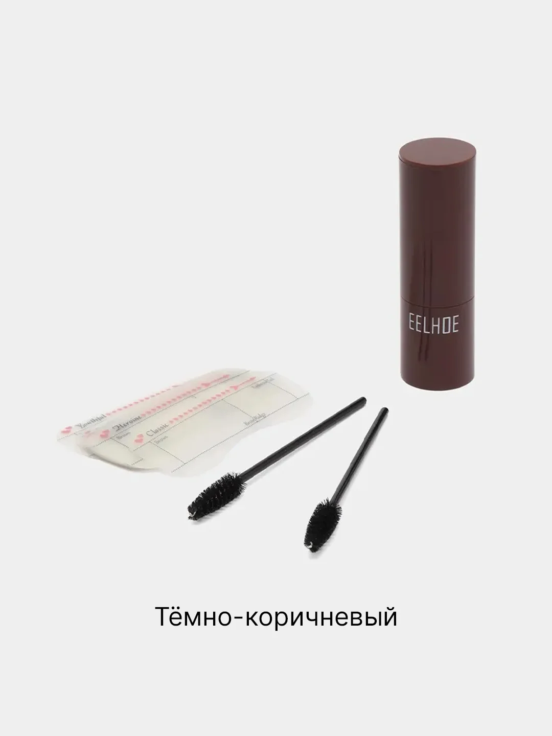 Тёмно-коричневый карандаш-штамп для бровей, с трафаретами