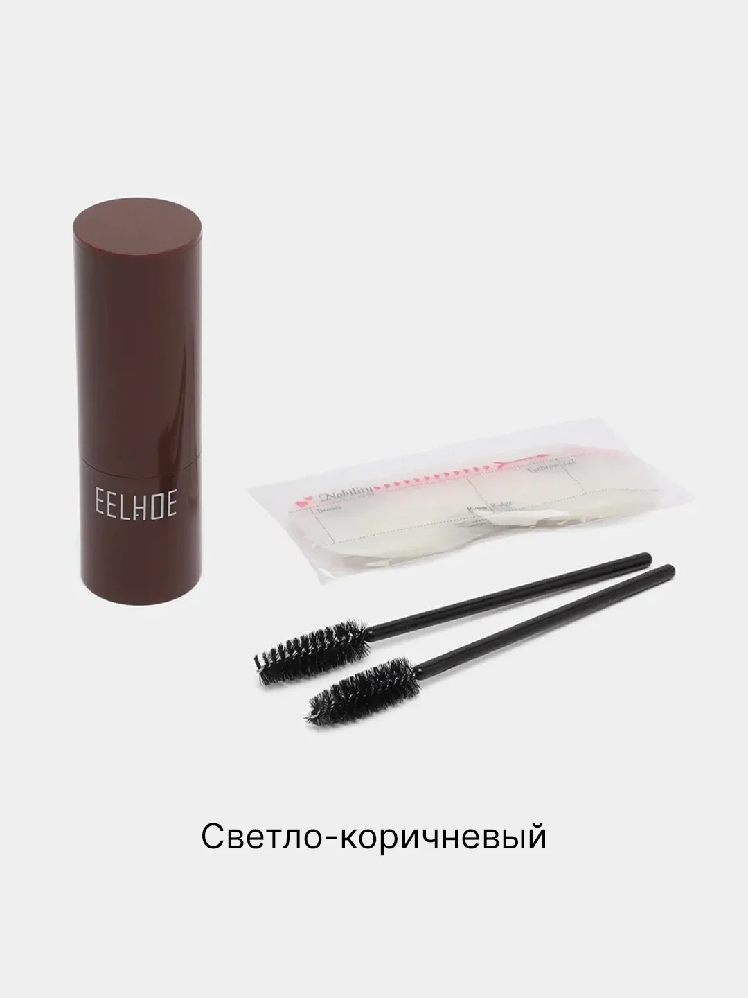 Светло-коричневый карандаш-штамп для бровей, с трафаретами