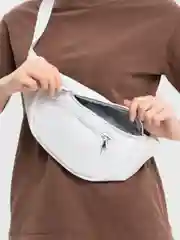 Белый вельветовая поясная сумка, унисекс, бананка