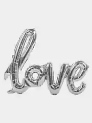 Серебряный фольгированный шар "Love"