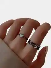 Серебряный парные кольца с сердцами