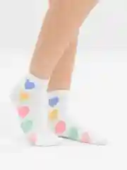 Бежевый женские носки "Сердечко" Vivid Color Корея средней длины, для подростка и взрослых