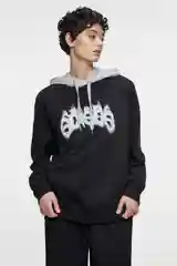 Черный толстовка-oversize женская befree с капюшоном и принтом-надписью