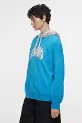 Синий толстовка-oversize женская befree с капюшоном и принтом-надписью