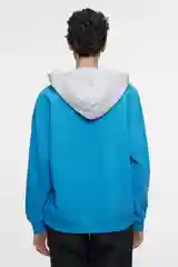 Синий толстовка-oversize женская befree с капюшоном и принтом-надписью