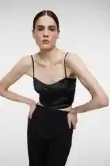 Черный топ на бретелях женский befree