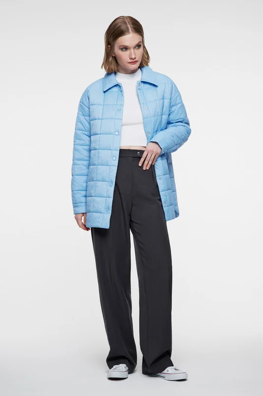 Голубой куртка-рубашка oversize стеганая утепленная женская befree