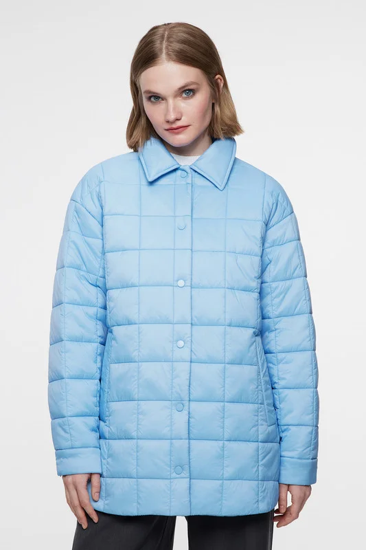 Голубой куртка-рубашка oversize стеганая утепленная женская befree
