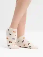 Бежевый носки женские "Котята" Vivid Color короткие хлопковые для подростков и взрослых