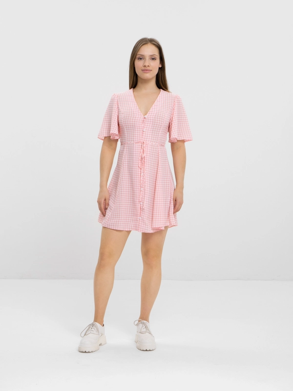 Платье в клетку на пуговицах QP Store, мини