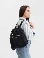 Черный однотонный женский рюкзак из нейлоновой ткани