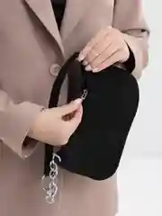 Черный сумка вельветовая, с цепочкой