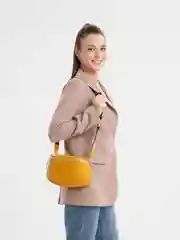 Желтый женская сумка на плечо из натуральной кожи