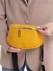 Желтый женская сумка на плечо из натуральной кожи