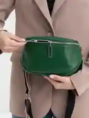 Зеленый женская сумка на плечо из натуральной кожи