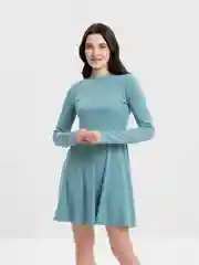 Бирюзовый расклешенное платье кашемир, платье лапша