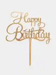 Желтый топпер для торта Happy Birthday