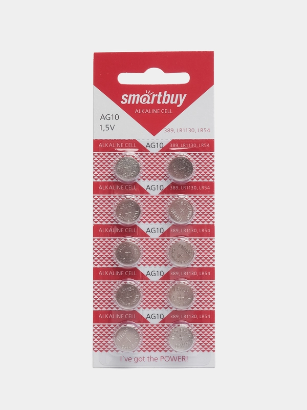Батарейки Smartbuy AG10 (LR54, LR1130, 389, 390, SR1130) для калькулятора