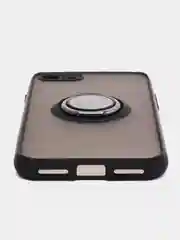 Черный чехол противоударный iPhone 7, iPhone 8, SE 2020 с магнитом и кольцом