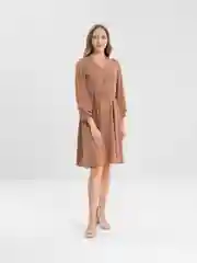 Светло-коричневый платье шифоновое QP Store, с цветочным принтом
