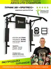 Турник Absolute Champion Прогресс черный усиленный, 300 кг. Турник настенный брусья пресс