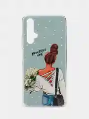 Тёмно-серый чехол на Honor 20/Huawei Nova 5T / Хонор 20 прозрачный, с рисунком, защита камеры