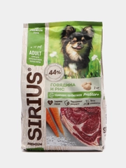 Сухой корм SIRIUS (Сириус) для взрослых собак малых пород, с говядиной и рисом, 2 кг