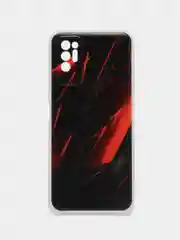 Красный силиконовый чехол на Tecno Pova 2 / Текно Пова 2 прозрачный, с рисунком, защита камеры