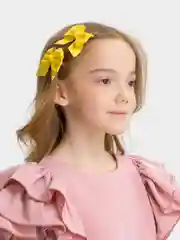 Желтый детский бант для волос на заколке "Клик-клак", 2 штуки