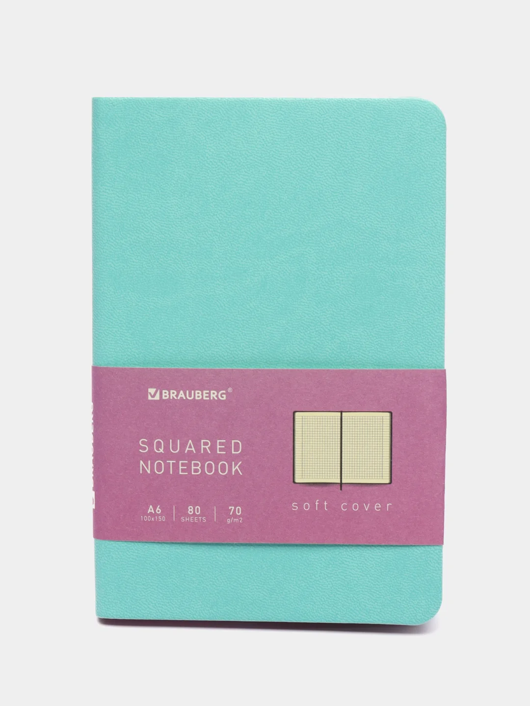Блокнот BRAUBERG Metropolis Mix, 100 х 150 мм, А6, под кожу, 80 л, клетка, мятный