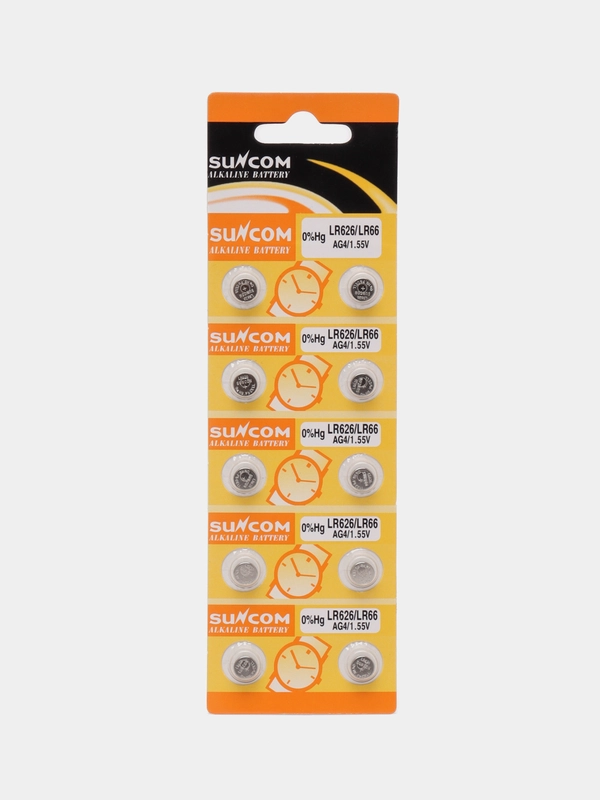 Батарейка алкалиновая SUNCOM LR626 / LR66 Alkaline, 1.55V, 10 штук