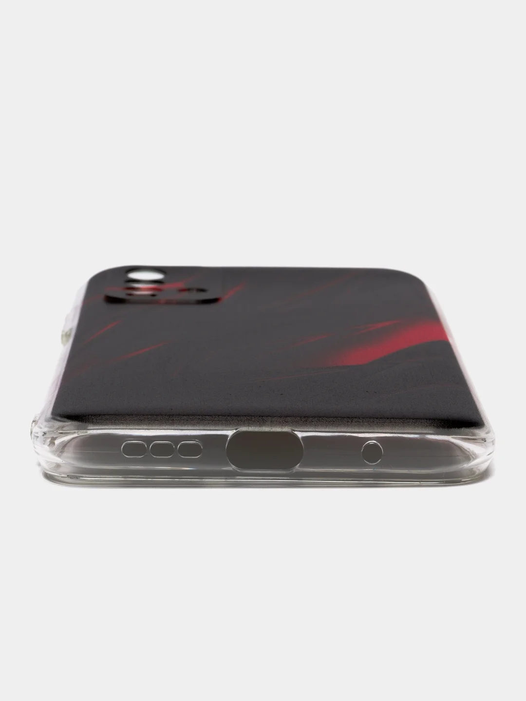 Красный силиконовый чехол на Xiaomi Redmi 9T / Редми 9Т прозрачный, с рисунком, защита камеры