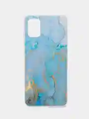 Светло-синий силиконовый чехол на Samsung Galaxy A51 / Самсунг А51 прозрачный с рисунком, защита камеры
