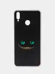 Черный силиконовый чехол на Honor 8X / Хонор 8Х прозрачный, с рисунком, защита камеры